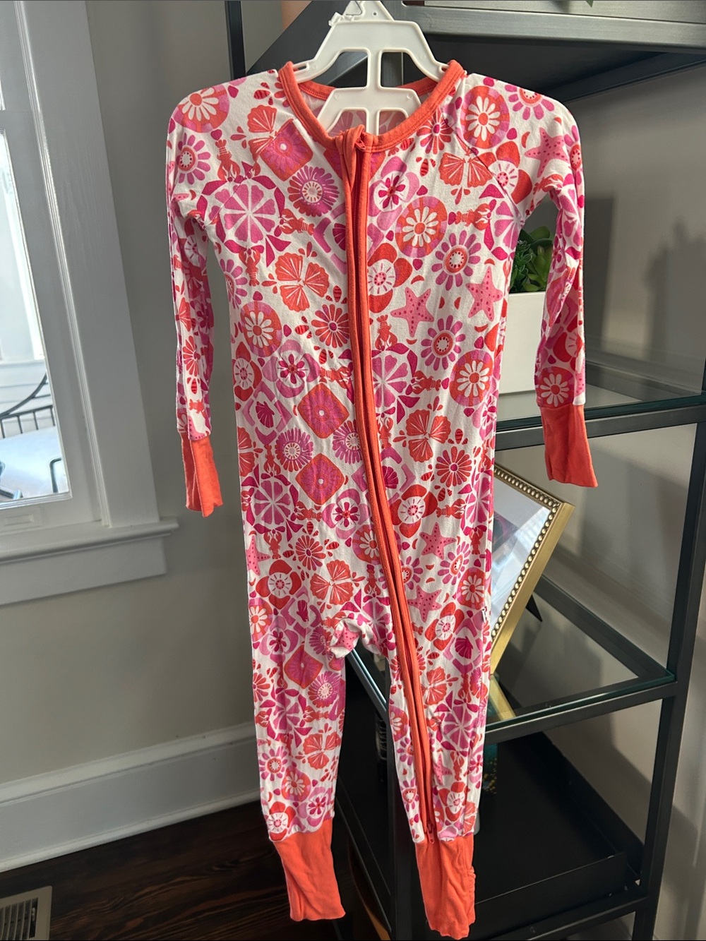 Little Sleepies Pink & Coral Floral Zip Footie